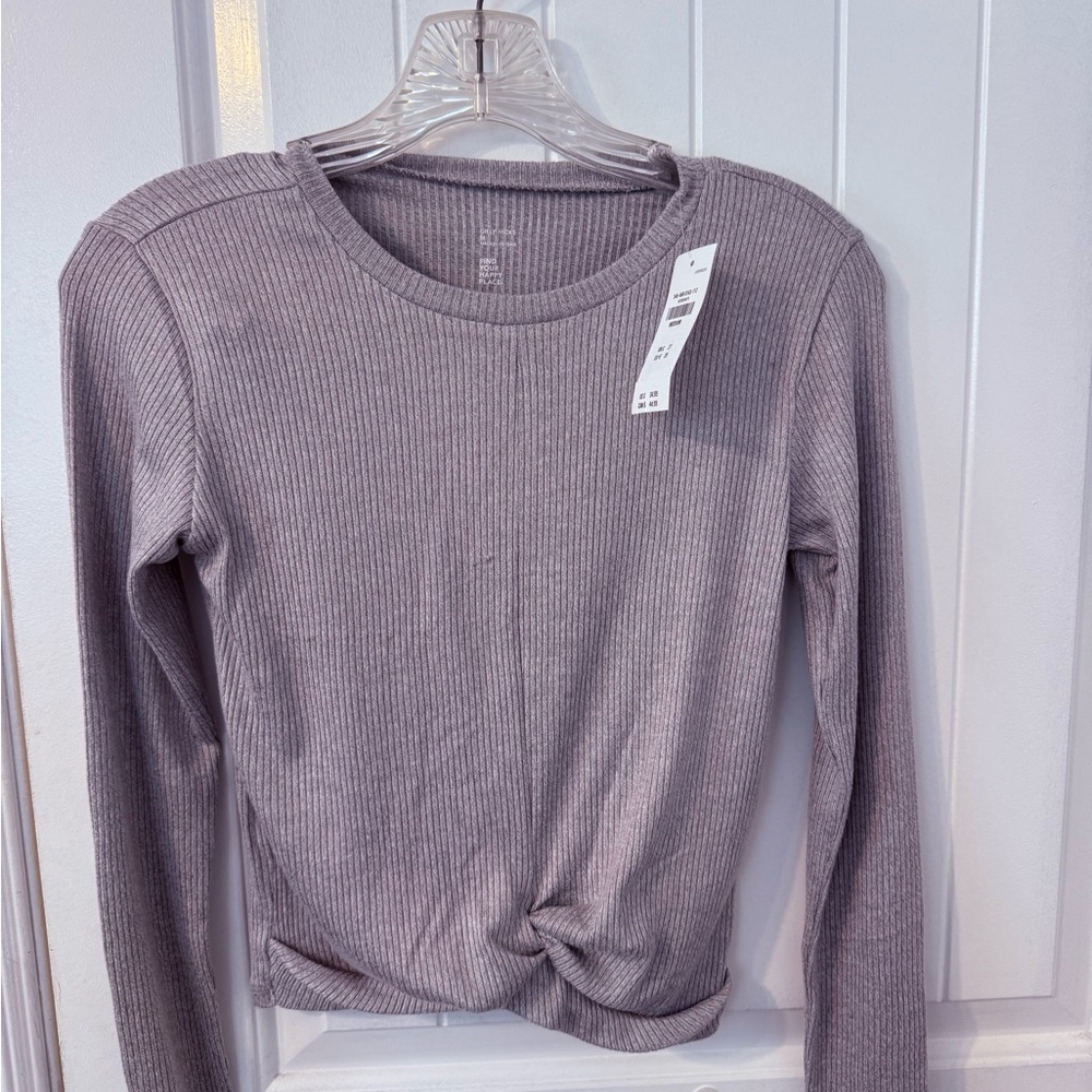 Women's Ribbed Long Sleeve Top - Gray